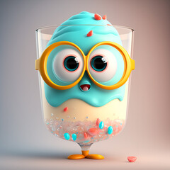 cute ice cream cartoon character with funny eyes