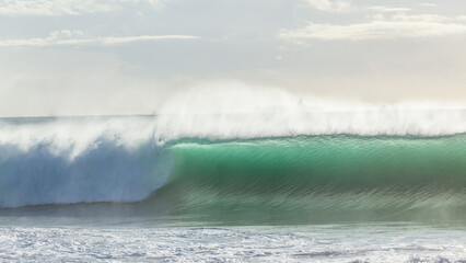 Ocean Wave Water Wall Spray Crashing Breaking Tropical Back-Lit Spray