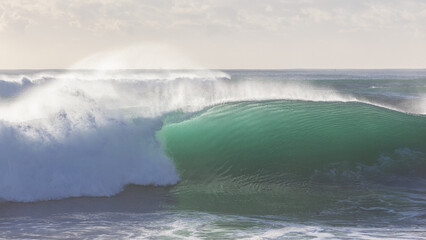 Ocean Wave Water Wall Spray Crashing Breaking Tropical Back-Lit Spray