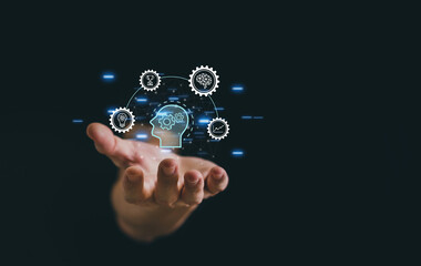 Businessperson or student growth idea of working or planning or learning success. Strategy and solution improvement and development. Business creativity or education skill training concept.