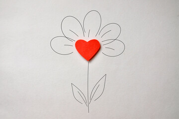 A flower in the form of a heart, a symbol of the growth of love