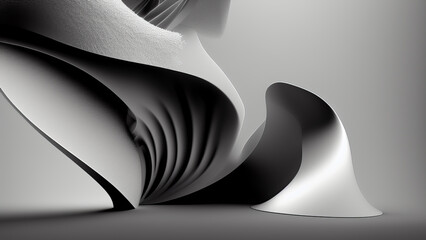 abstract 3d rendered black and white illustration background - generative ai illustration