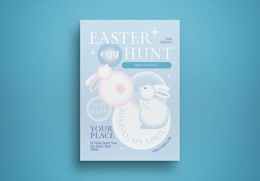 Blue 3D Easter Egg Hunt Flyer Layout