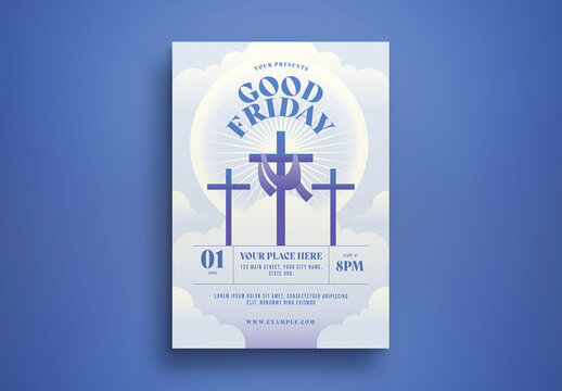 Blue Gradient Good Friday Flyer Layout