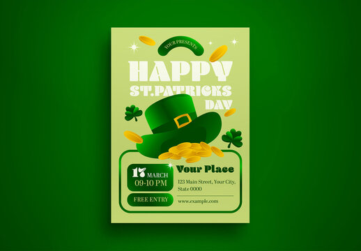 Green 3D St Patrick's Day Flyer Layout