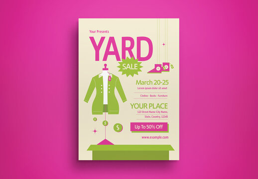 Green Flat Design Yard Sale Flyer Layout