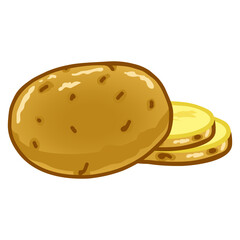 Potato Illustration Raw Potato Whole Root Crops Sliced Potatoes Pieces Drawing Art Vector