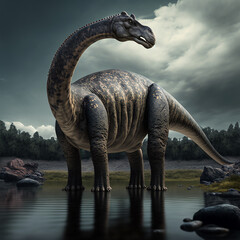 Obraz premium Brontosaurus illustrations. Generative AI