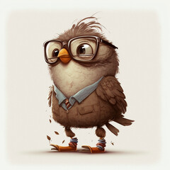 Cute Bird Teacher Wearing Glasses, generative ai
