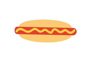 Fast food hot dog, flat design hot dog icon.