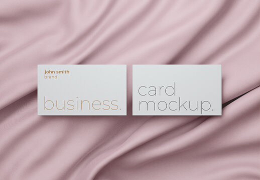 Simple Business Card Mockup Template On Fabric Material