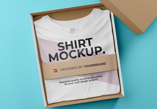 Folded T-shirt In Box Mockup
