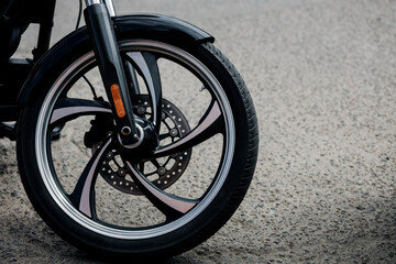 motorcycle forks and tire.