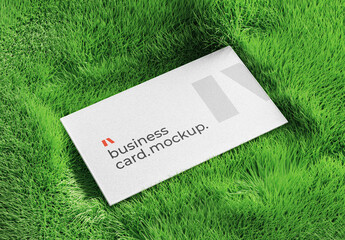 Business Card Mockup On Green Grass