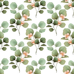 Seamless pattern with flowersand leaves. Delicate floral background for wallpaper or fabric.