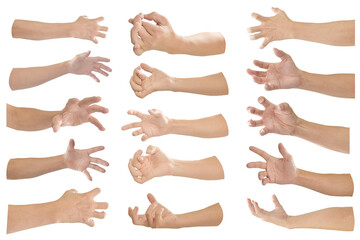 Collection of hand with finger bent isolated on transparent background PNG file