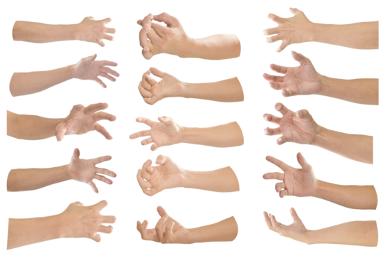 Collection of hand with finger bent isolated on transparent background PNG file