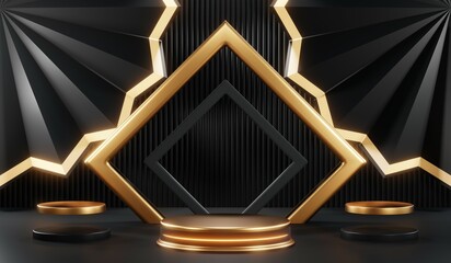 3D rendering of black podium background for black friday product on podium