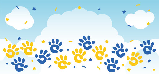 World Down Syndrome Day Background Design and kid hand painting childfull awareness campaign