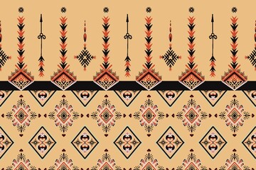 Ikat geometric folklore ornament.tribal vector texture.seamless stripe pattern in aztec style,tribal embroidery pattern,