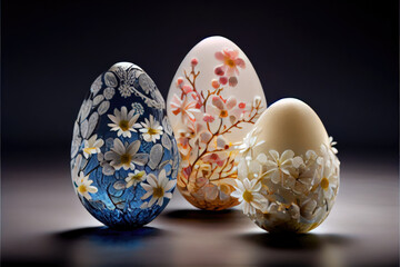 Easter Eggs Made Of Quartz. Generative AI