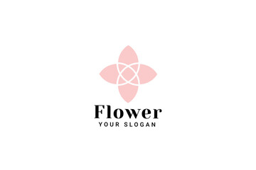 Lotus Flower Logo Abstract Beauty Spa Salon Cosmetics Brand Linear Style. Looped Leaves Logotype Design Vector Luxury Fashion Template.