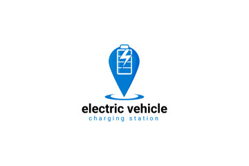 Charging For Electric Vehicles. Logo Road Sign Template Of Electric Vehicle.