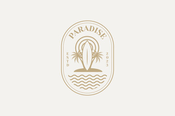 Vector Logo Design Template With Palm Tree - Abstract Summer And Vacation Badge And Emblem