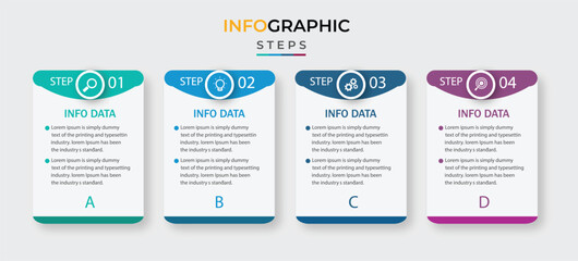 Steps business data visualization timeline process infographic template design with icons