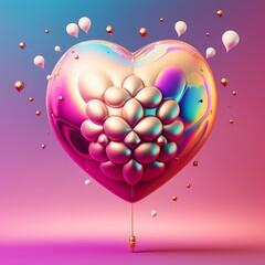 Obraz premium Vibrant chrome heart balloon
