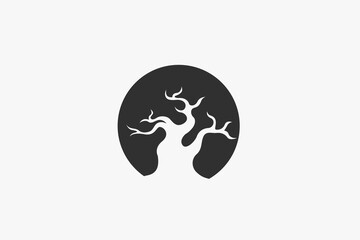 Illustration vector graphic of dead tree negative space in circle