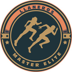 runner logo, icon, silhouette, round stamp, trainning, badge