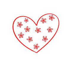 Obraz na płótnie Canvas Red pencil heart doodle line. 