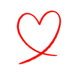 Red pencil heart doodle line.	