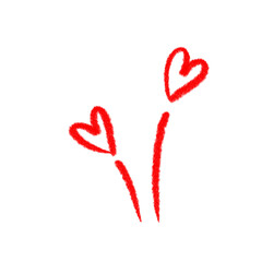 Red pencil heart doodle line.	