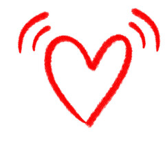 Red pencil heart doodle line.	