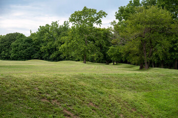 Fototapeta na wymiar Native American Hopewell burial mound cluster in Ohio