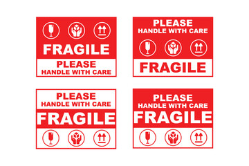 Fragile Label tag symbol packaging sticker vector design
