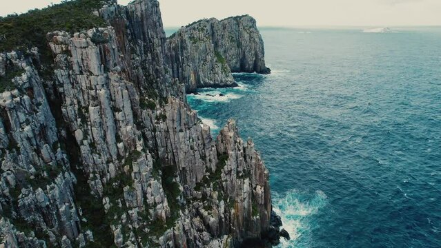 Cape Hauy Drone Circling Rock View in Tasmania, Australia