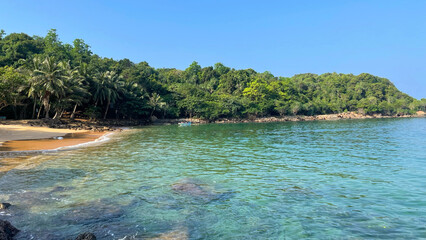 Tropical Jungle beach in Sri Lanka sunny day.