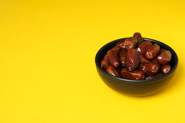 Concept of tasty food, dates, space for text