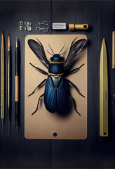 Stunning beetle knolling Illustration. Generative AI