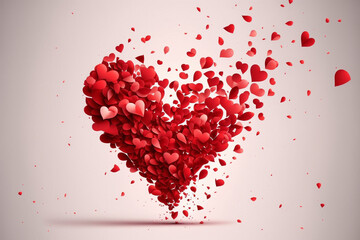 Valentine's day red hearts petals falling on transparent background. Valentine's Day concept. Vector festive banner