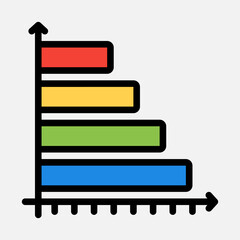 Bar chart icon in filled line style, use for website mobile app presentation