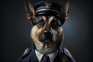 Dog in a police uniform. Generative AI