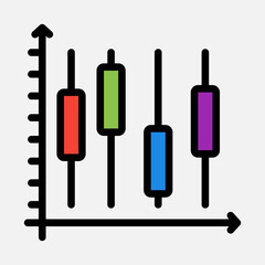 Stats icon in filled line style, use for website mobile app presentation