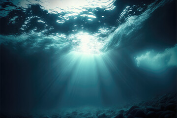 Obraz premium Ocean surface as seen from below generative AI