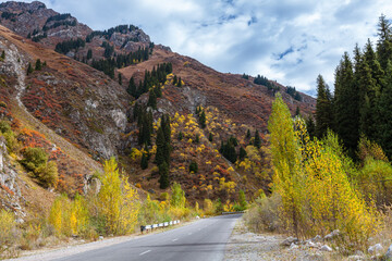 Mountain road in Almaty gorge. Kazakhstan