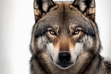 Naklejka na ściany i meble Studio photo of a wolf with a fierce determination. Generative AI