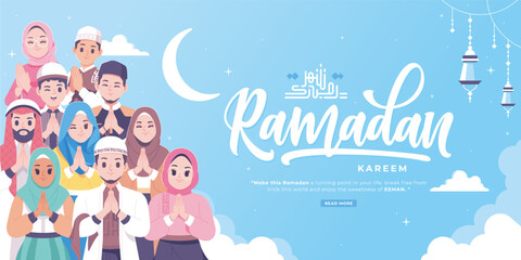 beautiful ramadan kareem banner illustration background